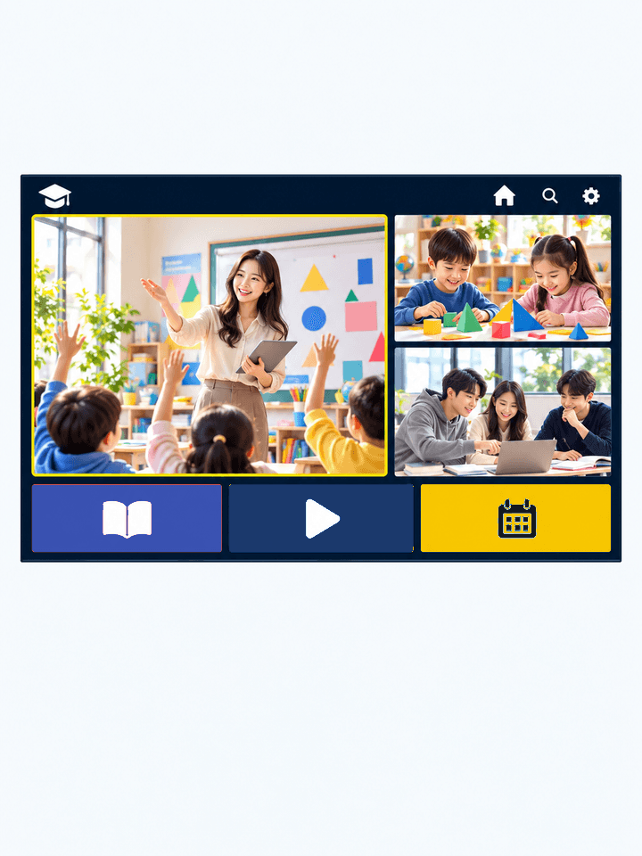 △△ 학원 TV · UI mockup